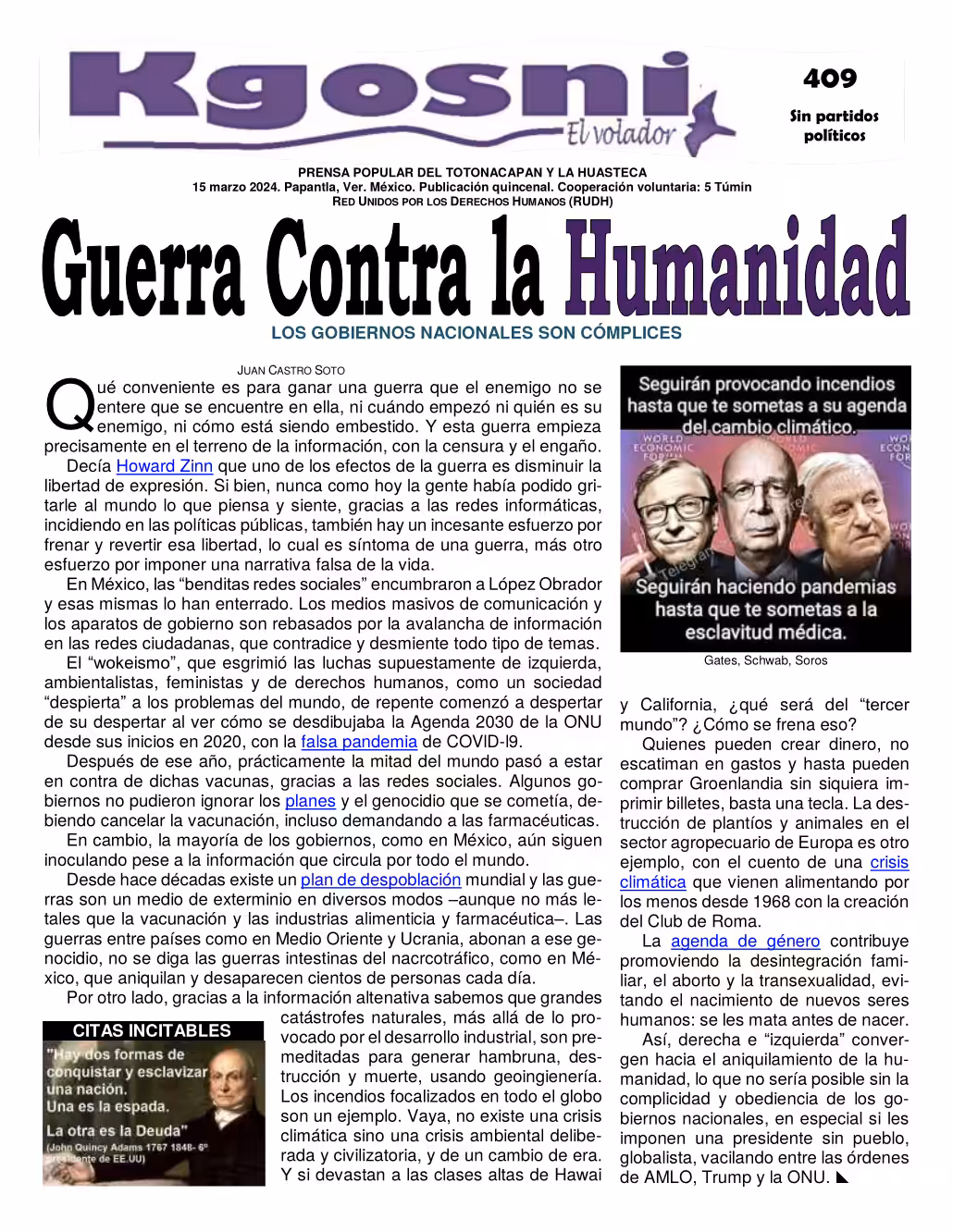 Kgosni 409 — Guerra contra la humanidad