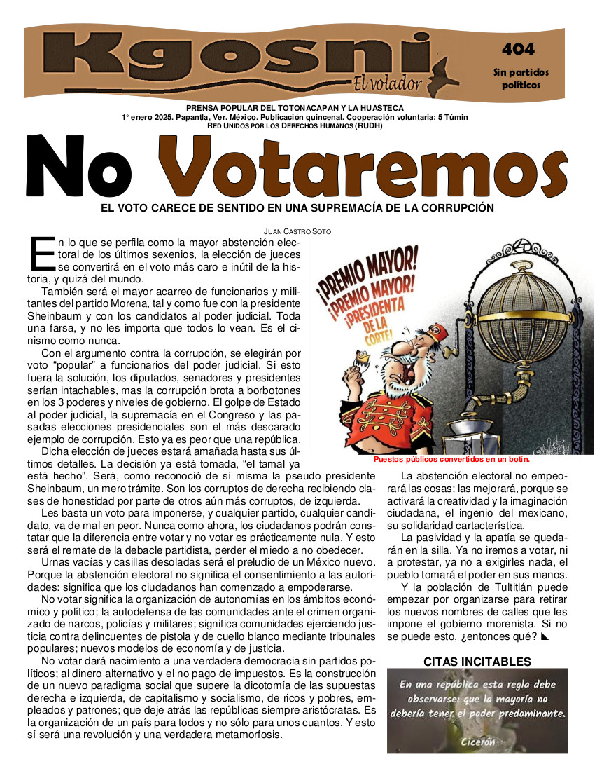 Kgosni 404. No votaremos