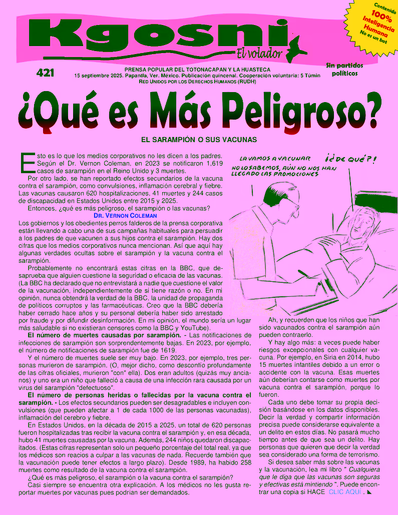 Kgosni 421 — ¿Qué es más peligroso?