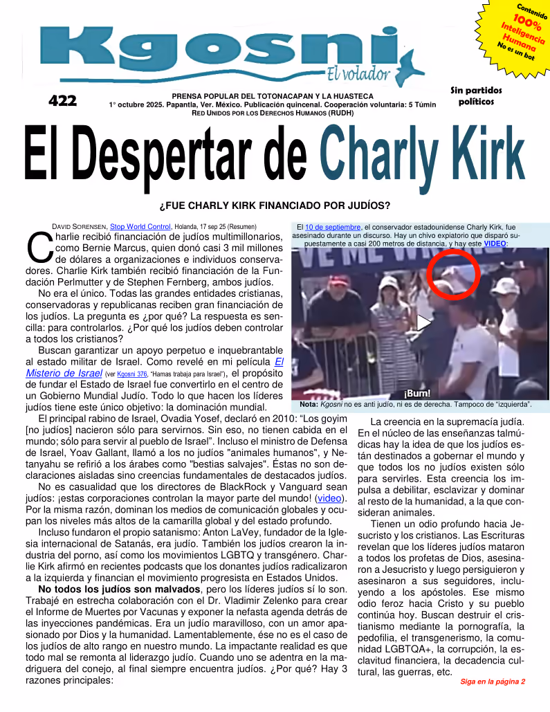 Kgosni 422 — El despertar de Charly Kirk