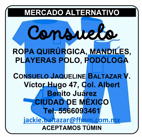 Consuelo. Ropa quirúrgica, mandiles, playeras polo, podóloga