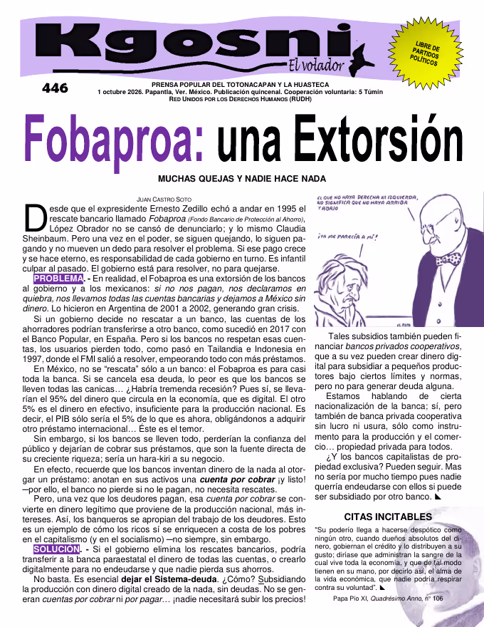 KGOSNI 446 — Fobaproa: una extorsión